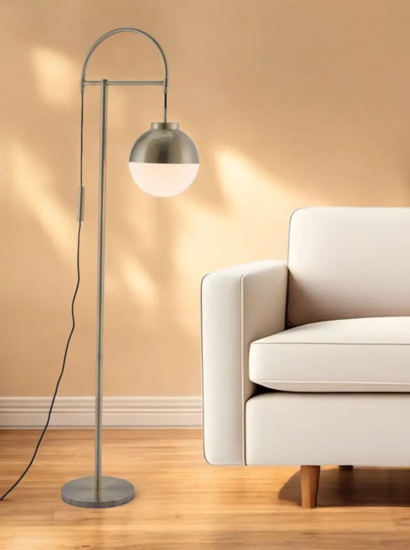 Bronze Steel Floor Lamp With Bronze Steel Globe Shade By Homeroots