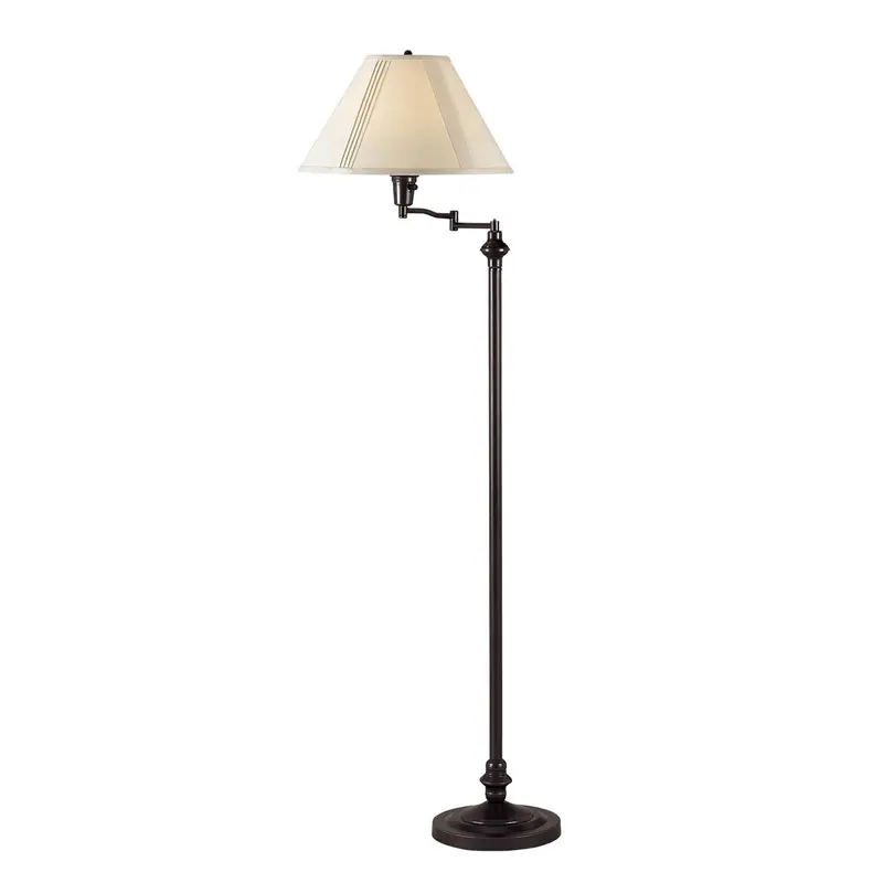 Bronze Swing Arm Floor Lamp With Beige Empire Shade By Homeroots