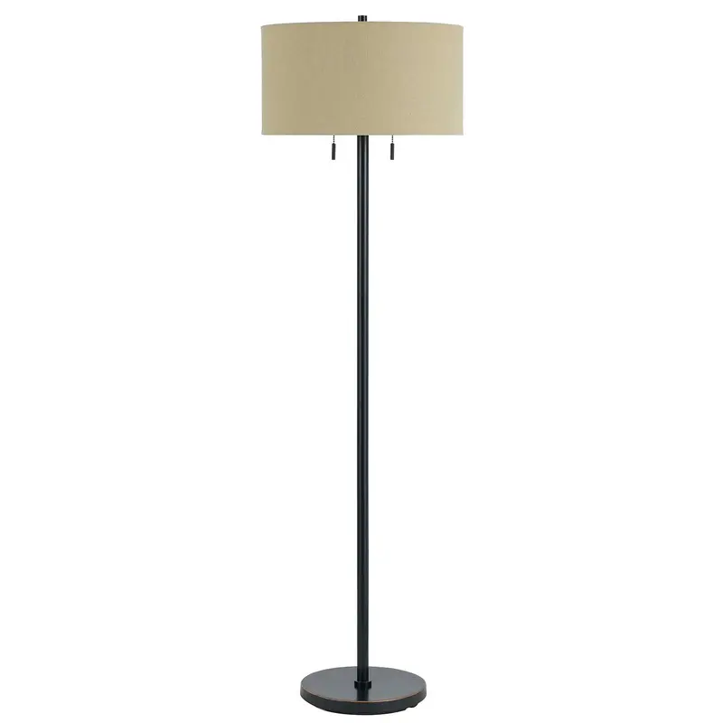 Bronze Two Light Traditional Shaped Floor Lamp With Brown Rectangular Shade By Homeroots