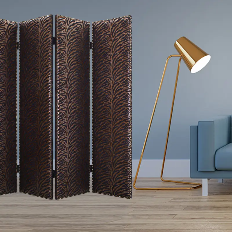 Bronze Wood & Fabric Screen By Homeroots - 274732