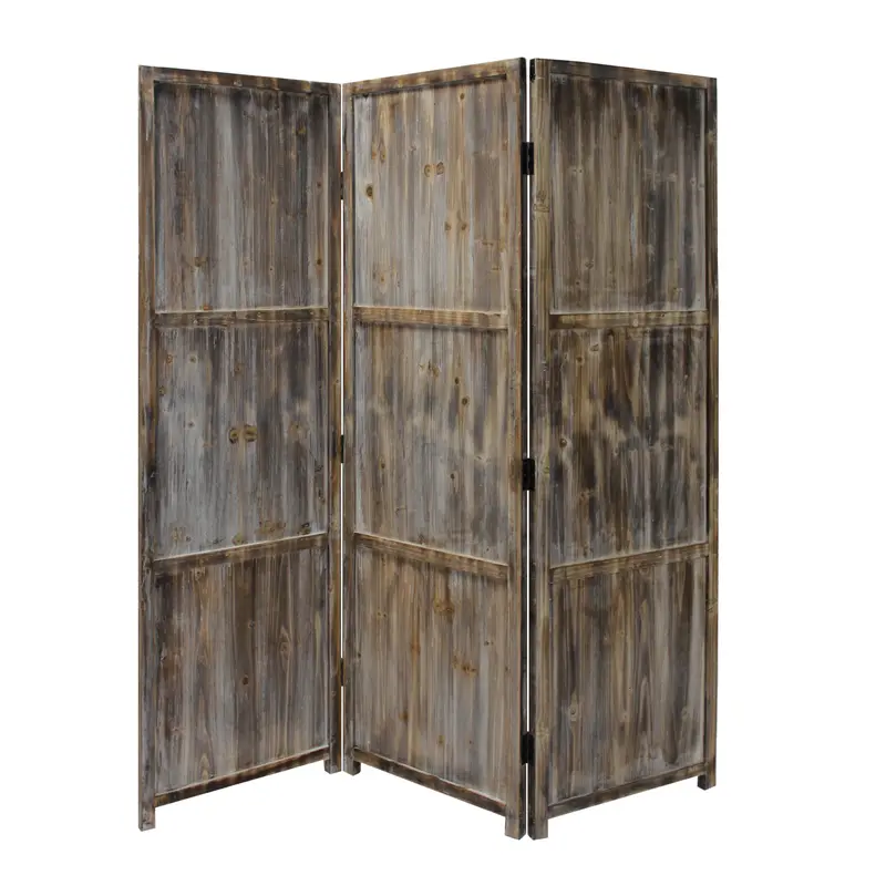 Brown 3 Panel Solid Wood Fortress Screen By Homeroots