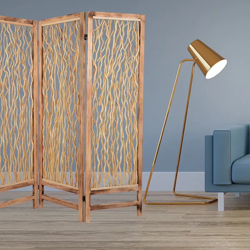 Brown 3 Panel Wood foldable Screen By Homeroots - 274728