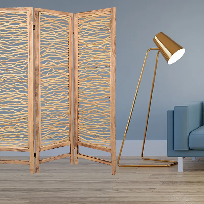 Brown 3 Panel Wood Foldable Screen By Homeroots - 274730