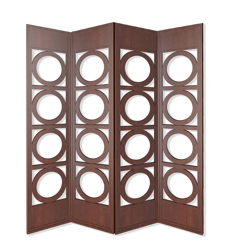 Brown 4 Panles Wood Screen By Homeroots