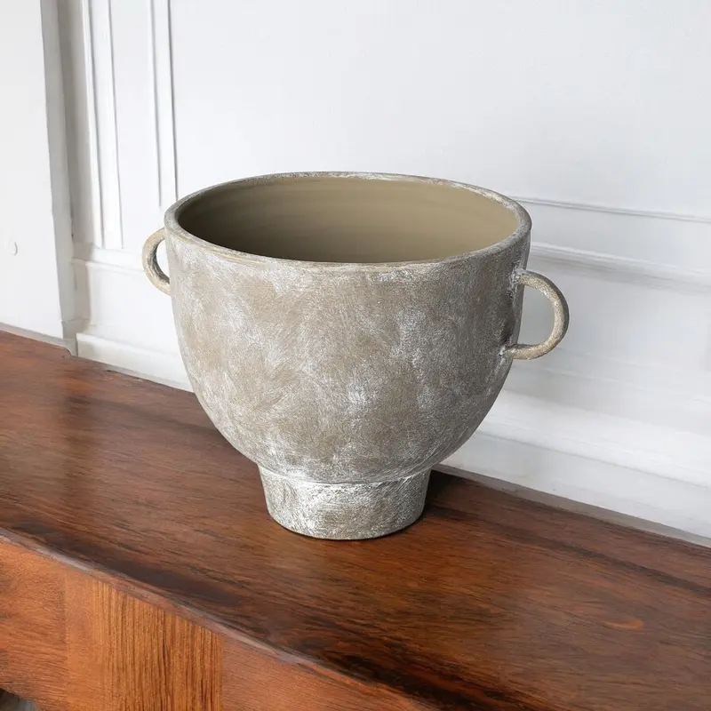 Brown Abstract Cylinder Ceramic Table Vase By Homeroots
