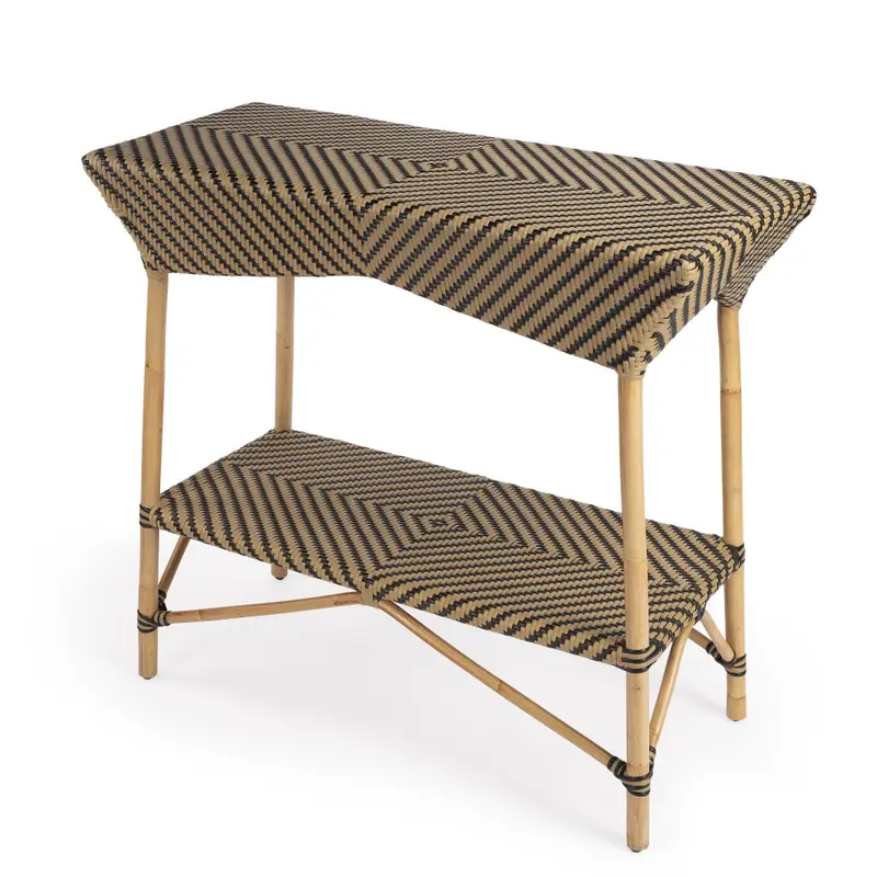 Brown And Beige Rattan Bar Cart By Homeroots