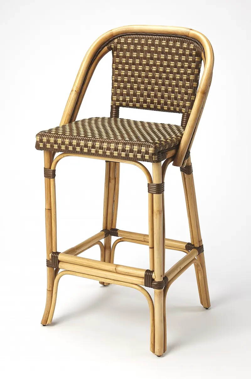 Brown And Beige Rattan Bar Stool By Homeroots
