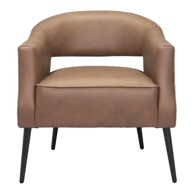 Brown And Black Faux Leather And Upholstered Club Chair By Homeroots