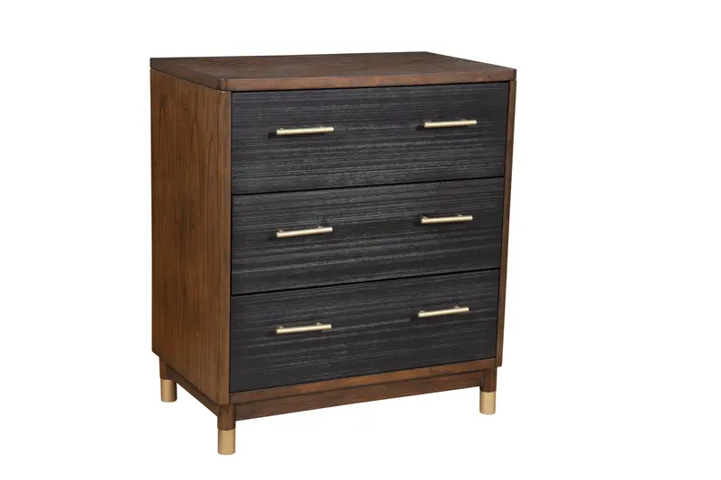 Brown and Black Solid Wood Three Drawer Chest By Homeroots