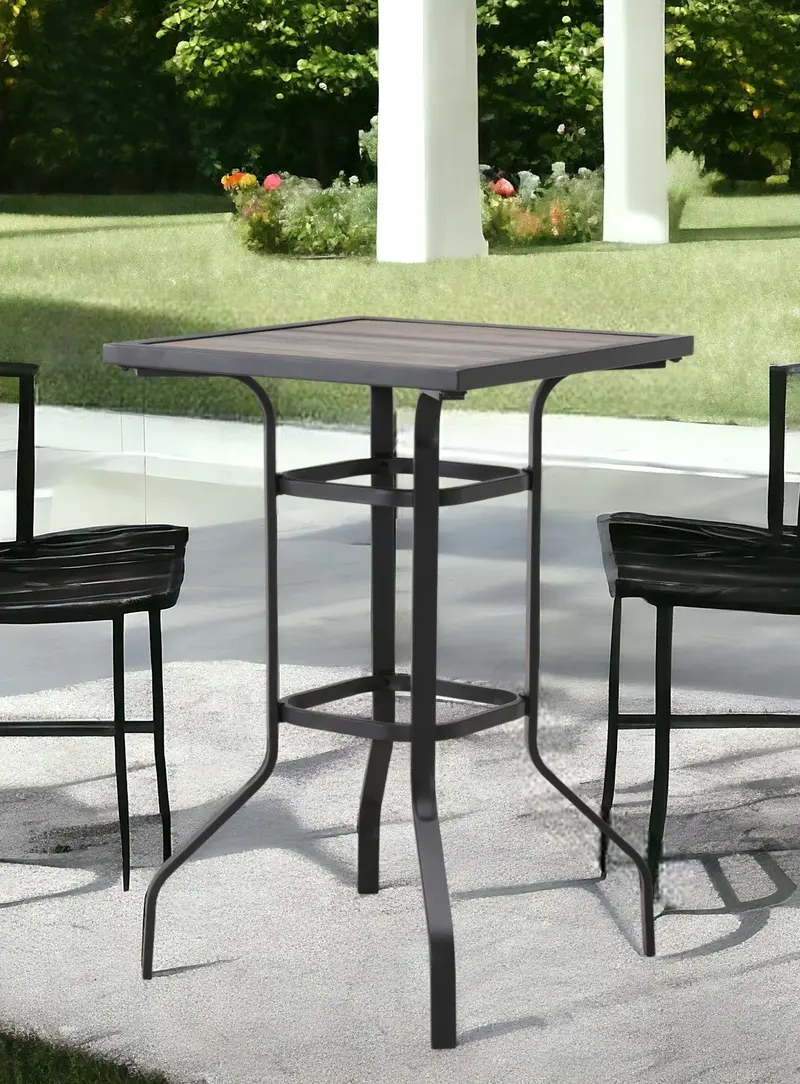 Brown and Black Square Metal Outdoor Bistro Table By Homeroots