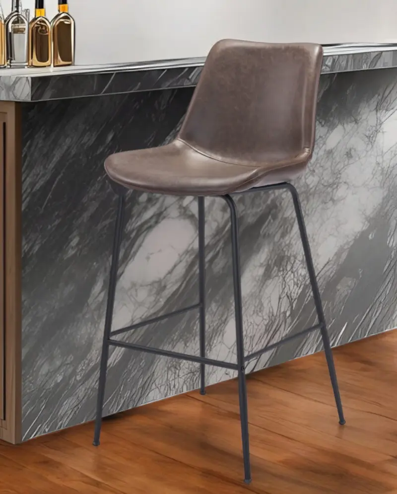 Brown and Black Steel Low Back Bar Height Bar Chair By Homeroots