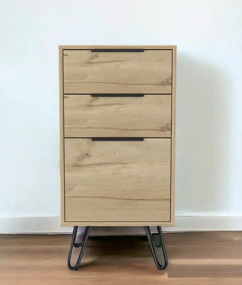 Brown and Black Three Drawer Standard Chest By Homeroots