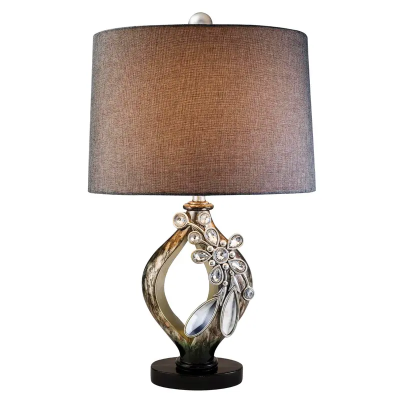 Brown and Gold Faux Crystal Glam Accent Table Lamp By Homeroots