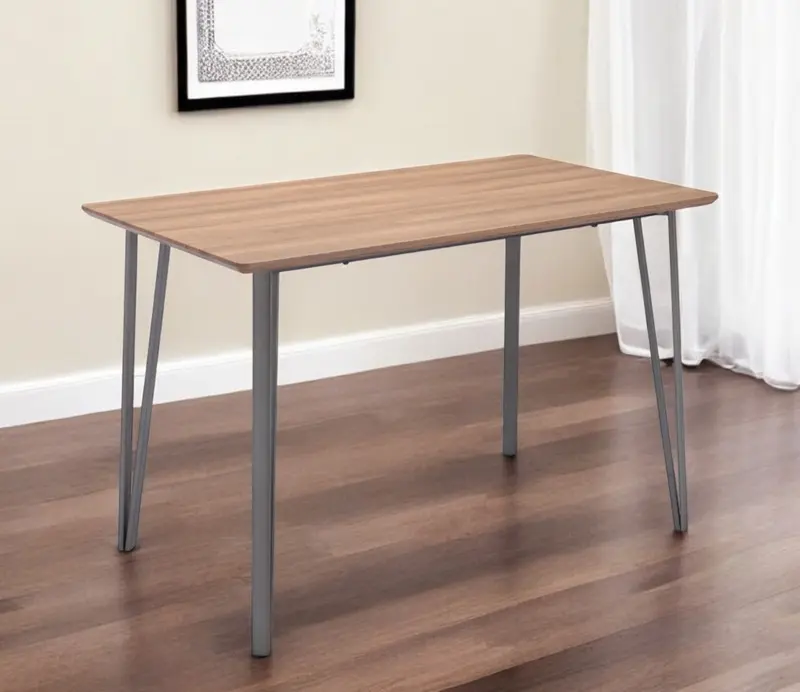 Brown And Gray Wood And Steel Dining Table By Homeroots