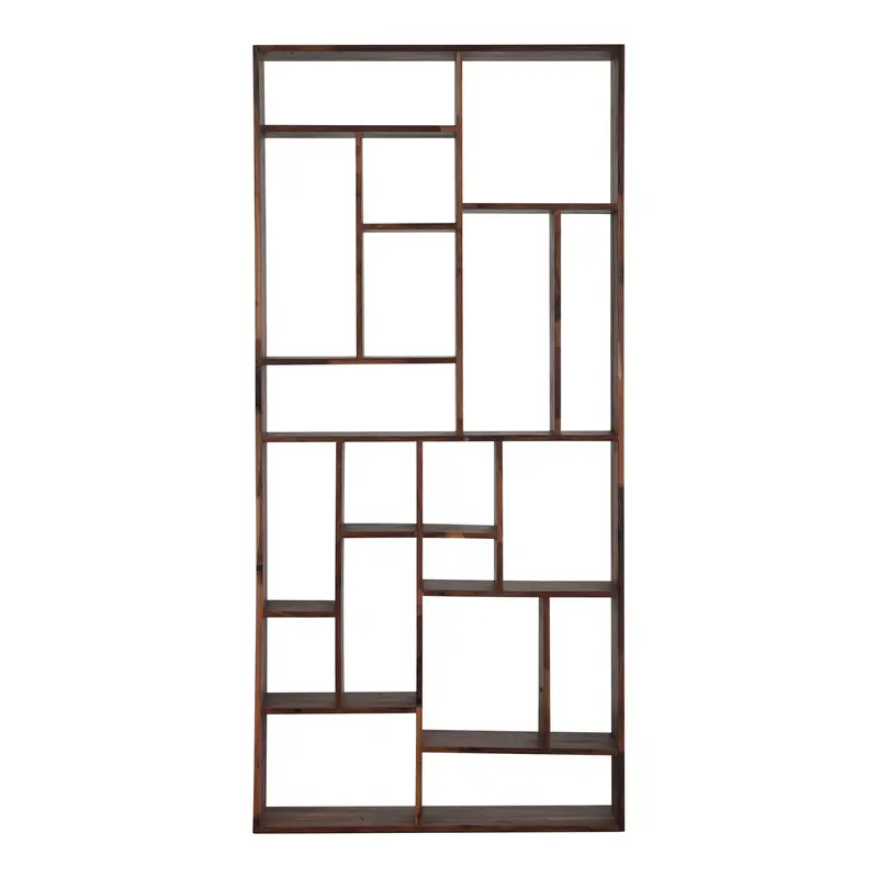 Brown And Natural Wood Ten Tier Bookcase By Homeroots