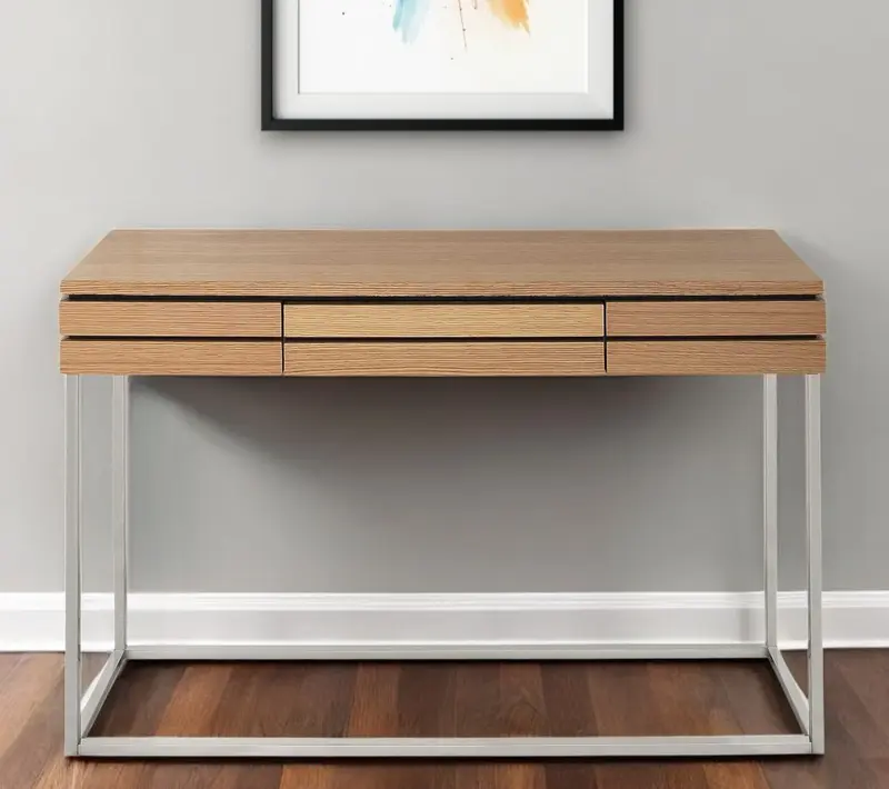 Brown and Silver Frame Console Table And Drawers By Homeroots