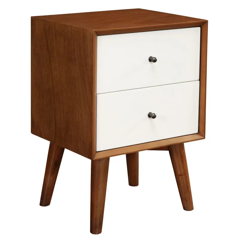 Brown And White Century Modern Wood 2 Drawer Nightstand By Homeroots