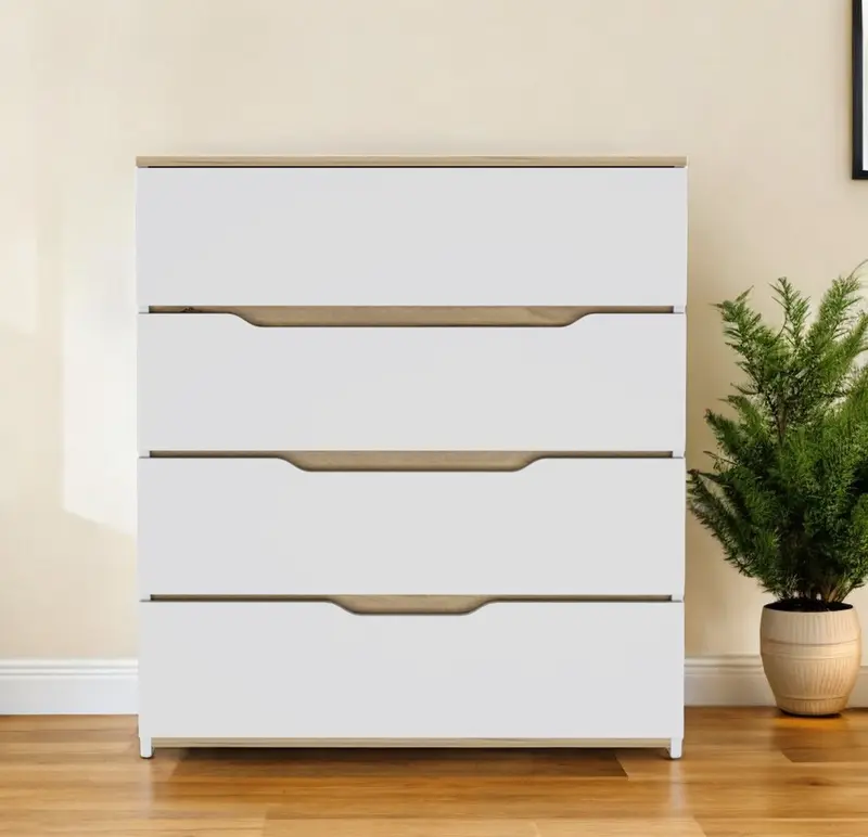 Brown and White Four Drawer Standard Chest By Homeroots