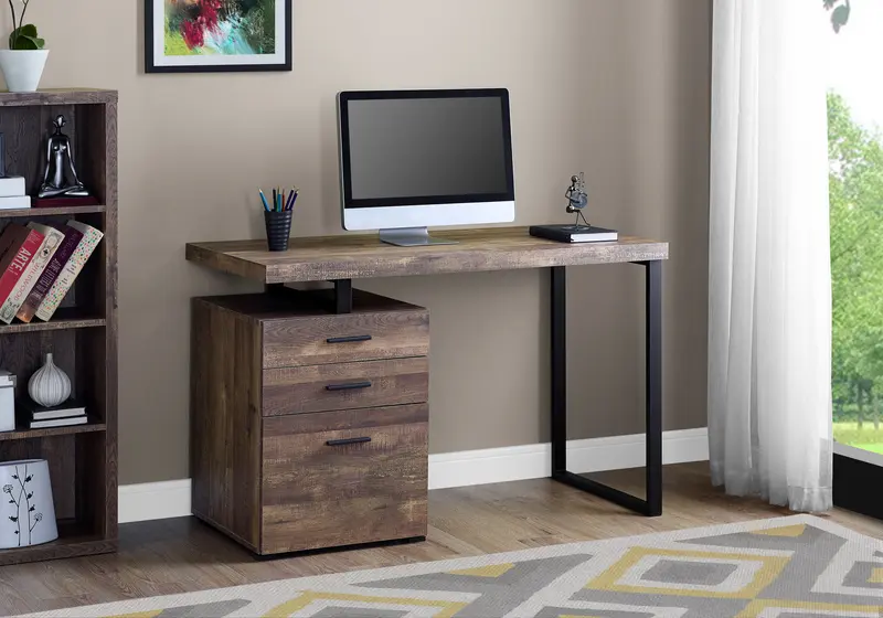 Brown Black Particle Board Hollow Core Metal Computer Desk By Homeroots - 333509