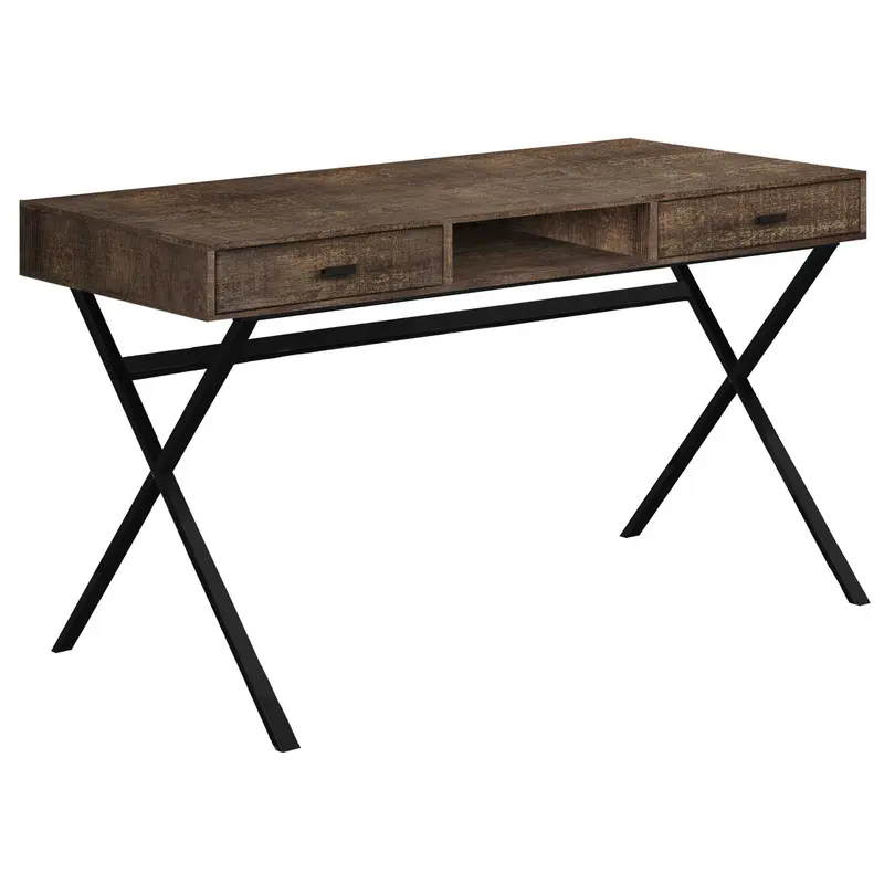 Brown Black Particle Board Metal Computer Desk By Homeroots - 333544