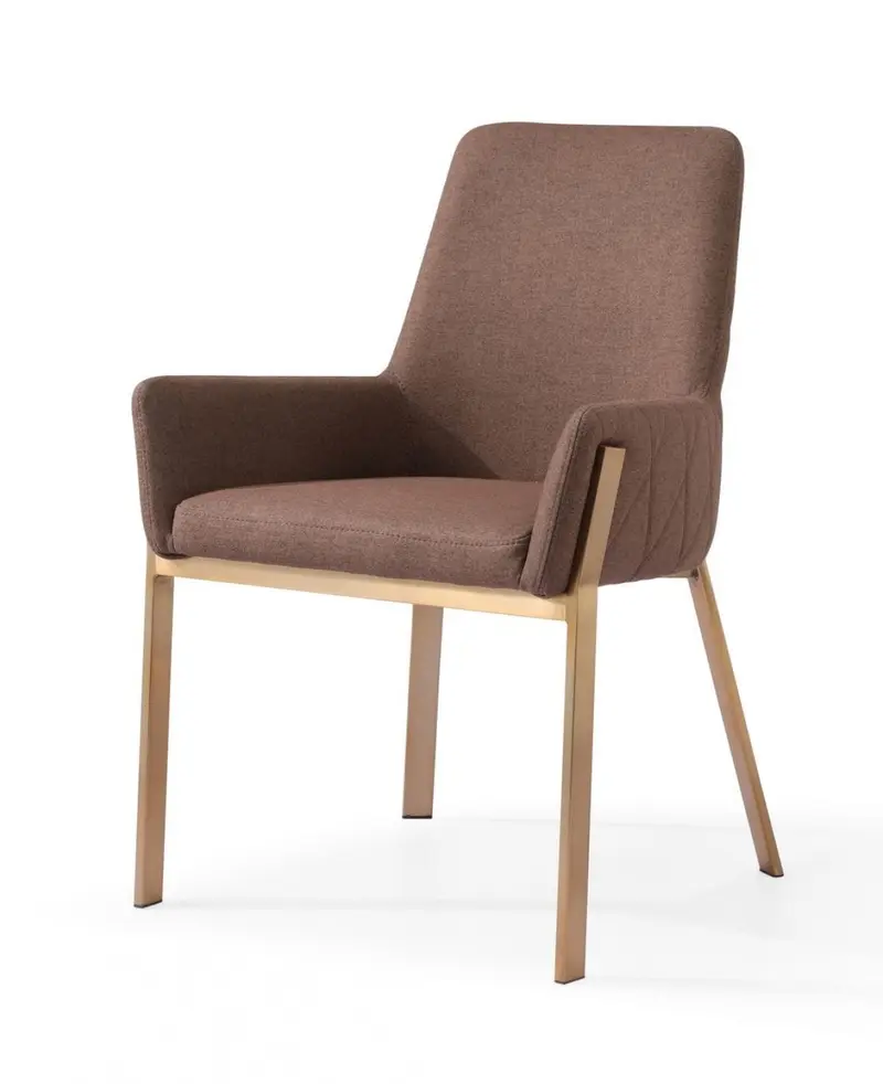 Brown Brass Dining Chair By Homeroots
