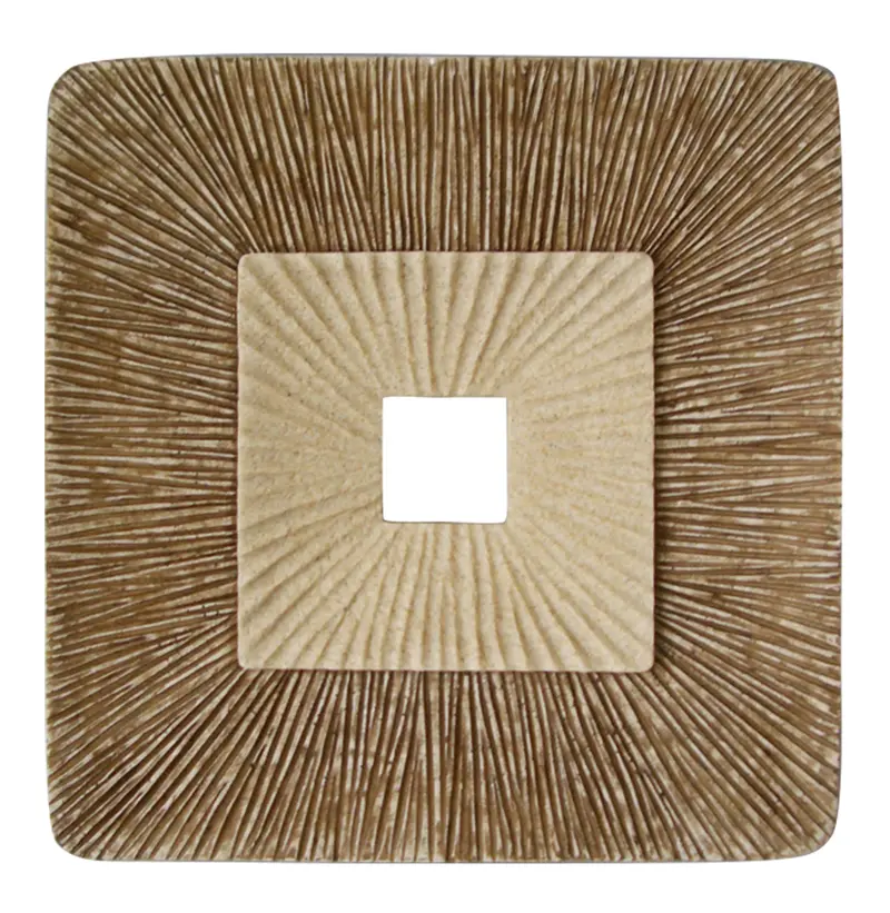 Brown Concave Square Double Layer Ribbed Wall Plaque By Homeroots - 274779