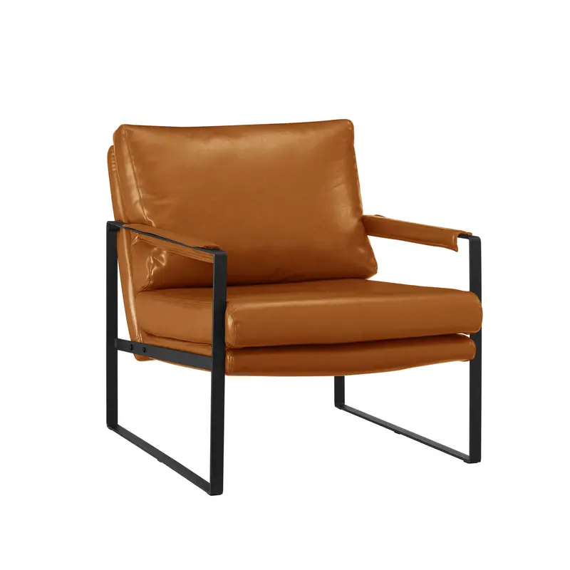 Brown Faux Leather And Black Arm Chair By Homeroots