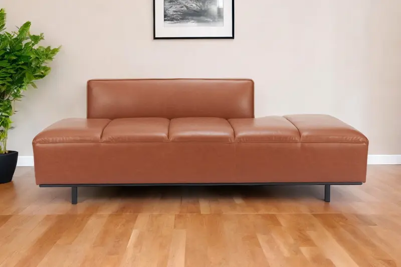 Brown Faux Leather Sofa With Black Legs By Homeroots