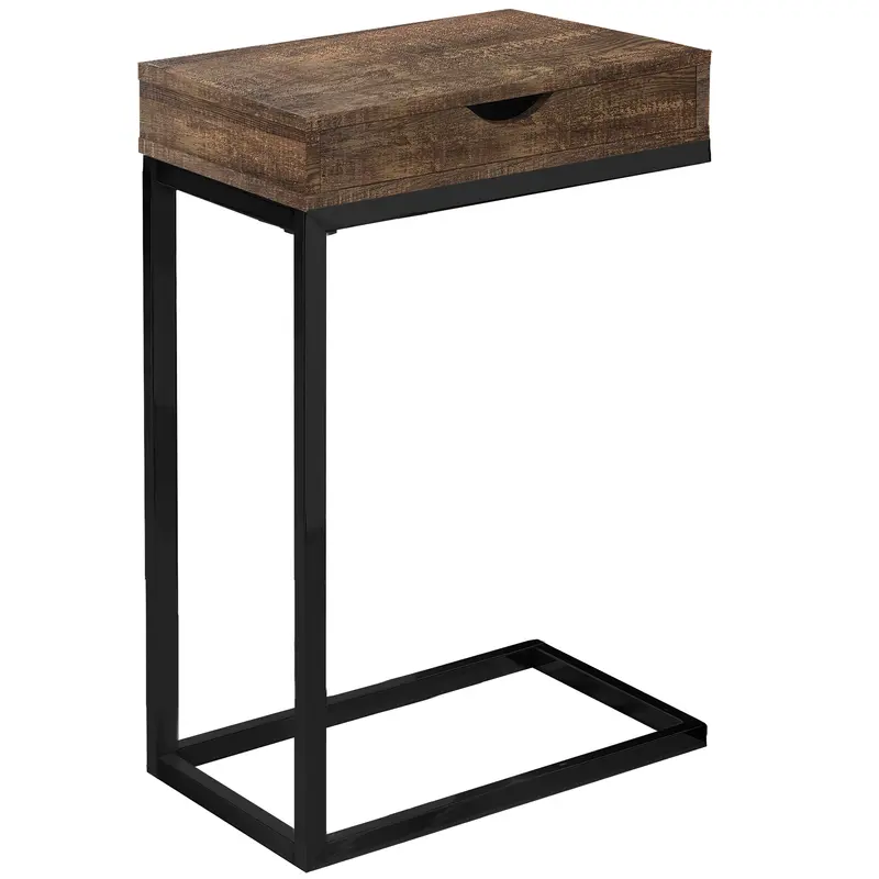 Brown Finish Drawer and Black Metal Accent Table By Homeroots