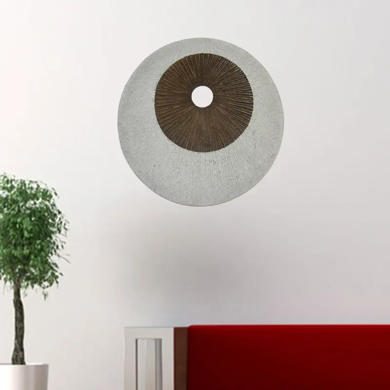 Brown & Gray Round Double Layer Ribbed Wall Decor By Homeroots - 274769