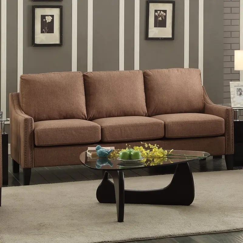 Brown Linen Sofa By Homeroots