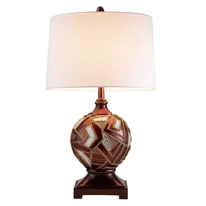 Brown Metallic Mosaic Design Table Lamp By Homeroots