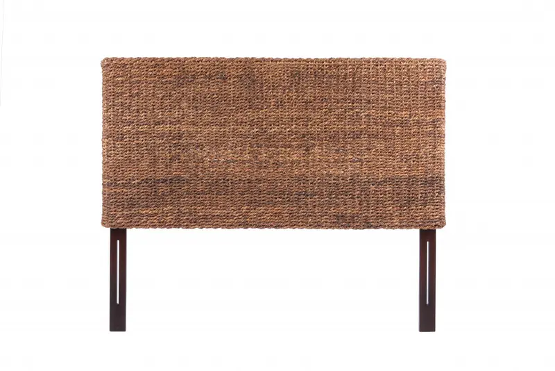 Brown Natural and Rustic Woven Banana Leaf Straight King Size Headboard By Homeroots