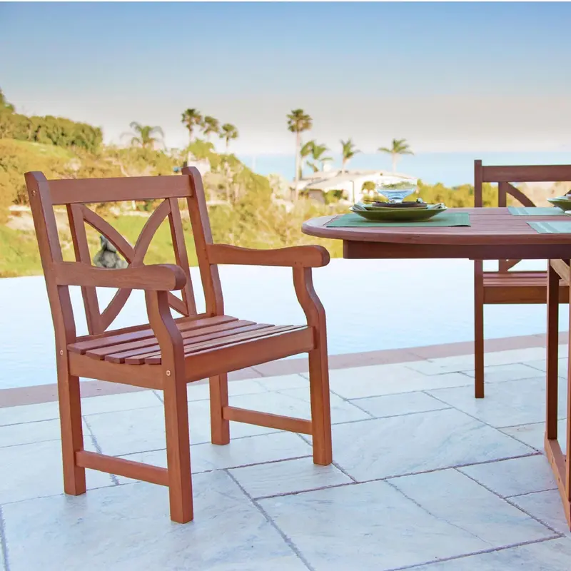 Brown Patio Armchair with Cross Back Design By Homeroots
