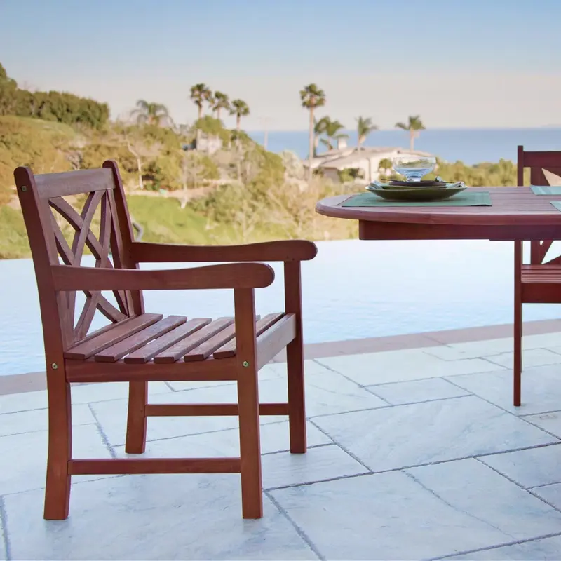 Brown Patio Armchair with Decorative Back By Homeroots