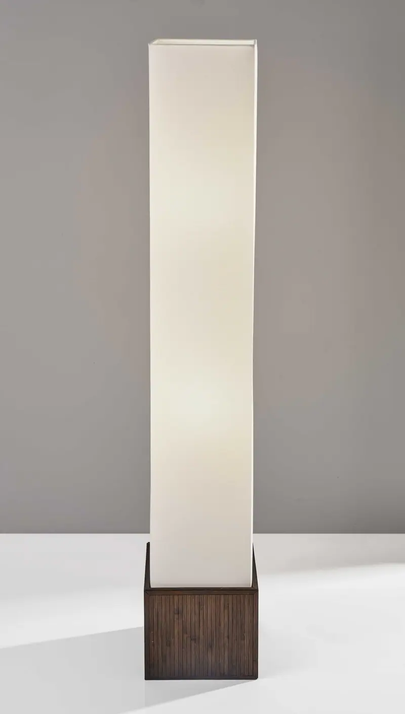 Brown Reed Floor Lamp with Elongated Rectangular Linen Shade By Homeroots