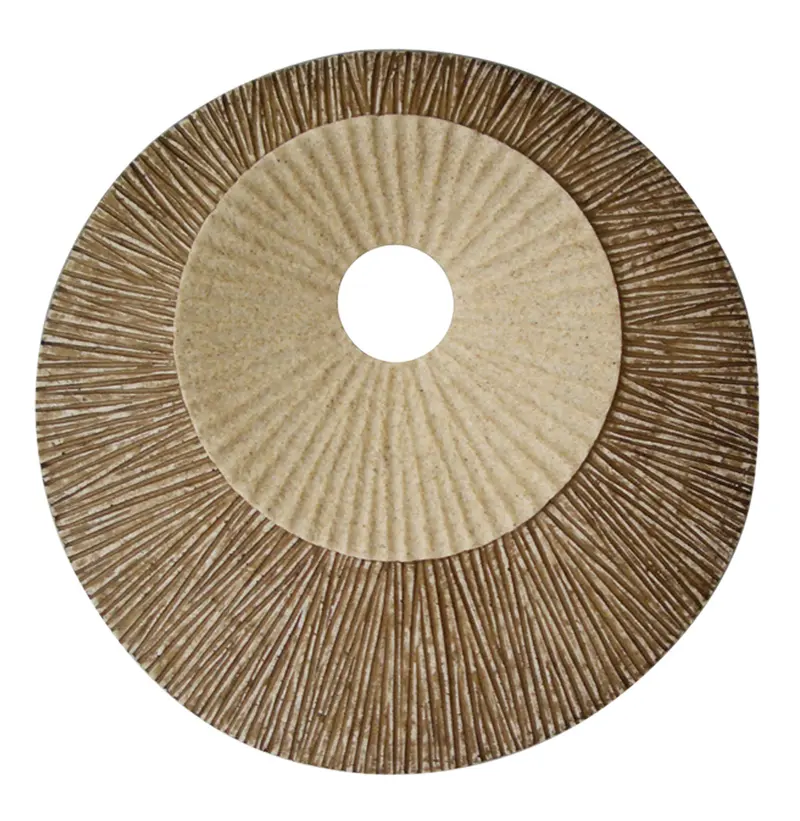 Brown Round Double Layer Ribbed Wall Plaque By Homeroots - 274773