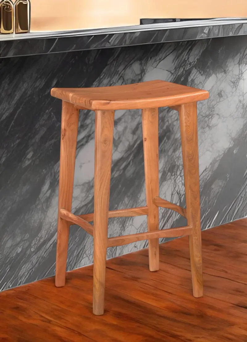 Brown Solid Wood Backless Counter Height Bar Chair By Homeroots