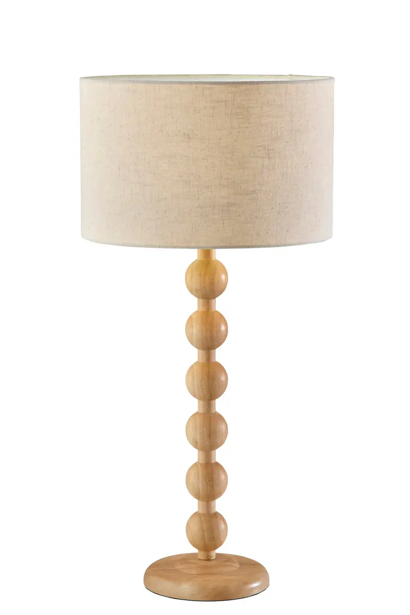 Brown Solid Wood Candlestick Table Lamp With Off White Drum Shade By Homeroots