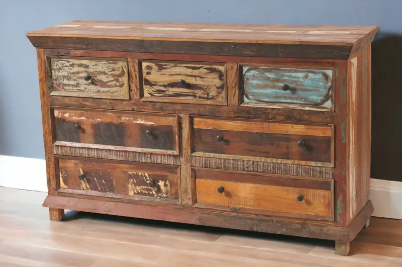 Brown Solid Wood Seven Drawer Triple Dresser By Homeroots