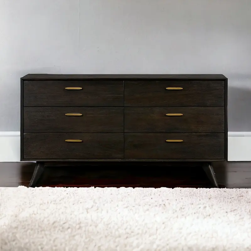 Brown Solid Wood Six Drawer Dresser By Homeroots
