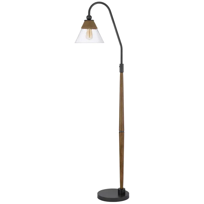 Brown Traditional Shaped Floor Lamp With Clear Transparent Glass Empire Shade By Homeroots