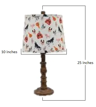 Brown Traditional Table Lamp with Farm Animal Printed Shade By Homeroots