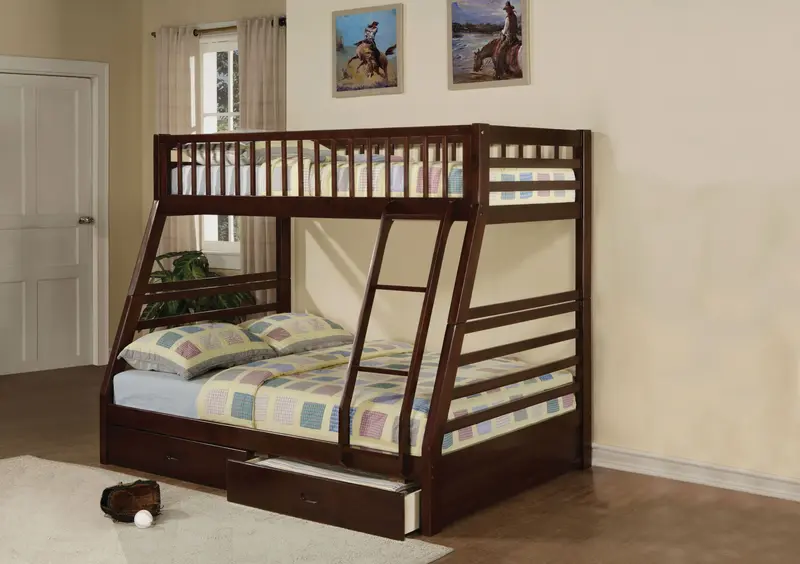 Brown Twin Over Full Size Bunk Bed By Homeroots
