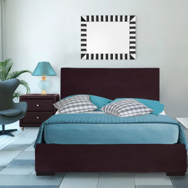 Brown Upholstered Full Platform Bed With Nightstand By Homeroots