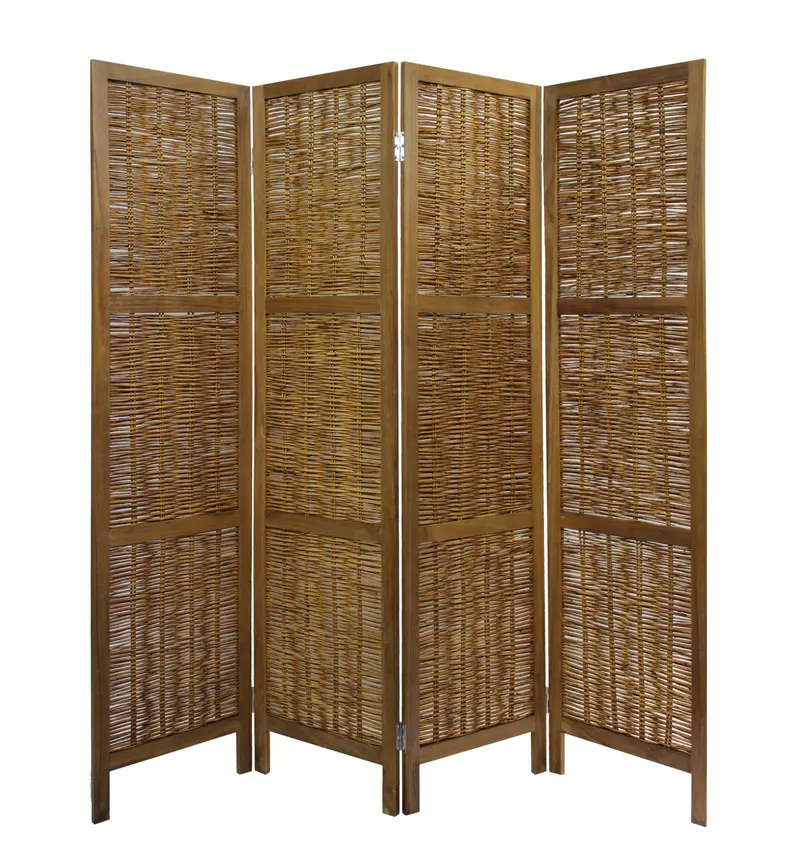 Brown Willow Four Panel Room Divider Screen By Homeroots