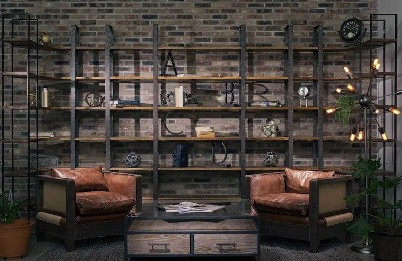 Brown Wood and Iron Six Shelf Standing Unit By Homeroots