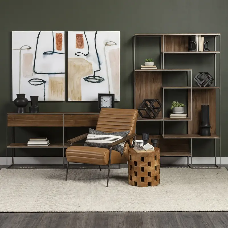 Brown Wood and Silver Metal Frame with 6 Shelf Shelving Unit By Homeroots