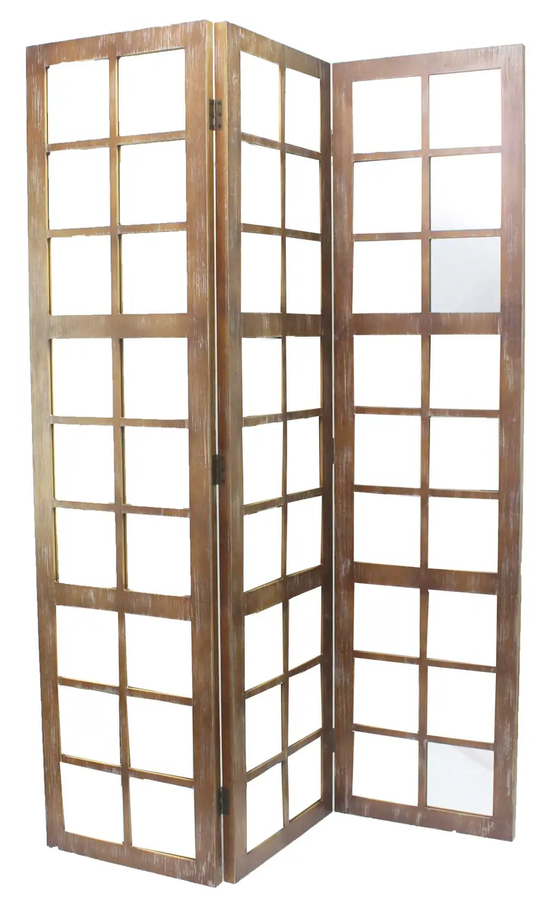 Brown Wood Mirror Screen By Homeroots