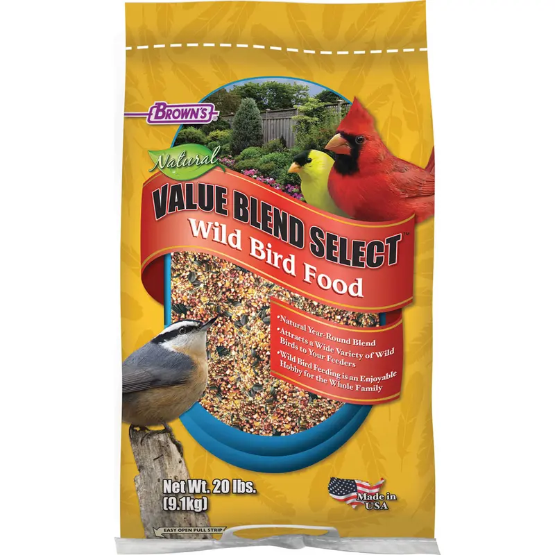 Brown's Value Blend Select Wild Bird Food All Season Outdoor Seed Mix 20 lb